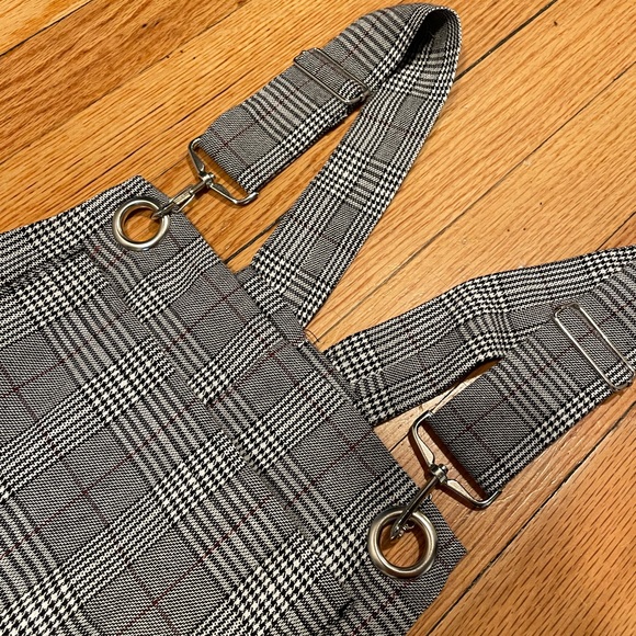 Lush Grey Plaid Wide Leg Overalls - Size S - Picture 2 of 4